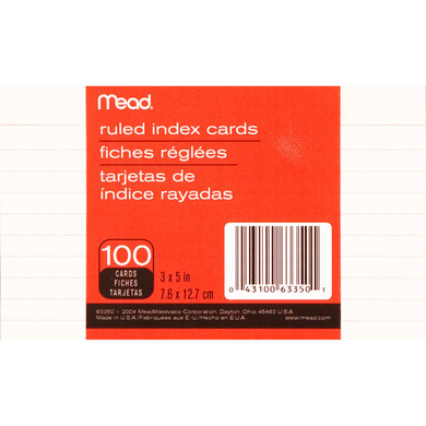 Index card Ruled - White 3x5in | 100Ct