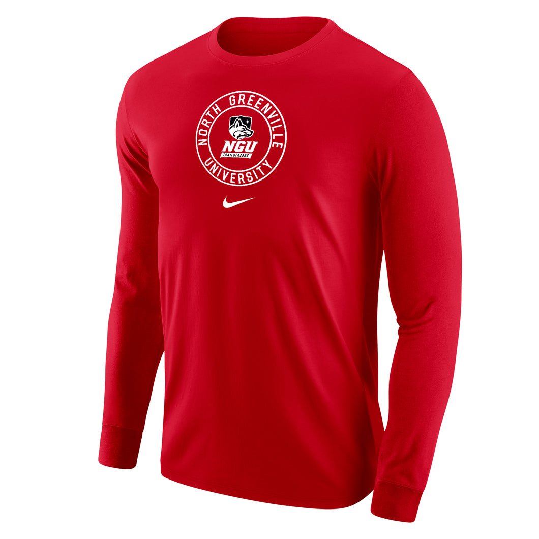 NIKE Core Cotton Long Sleeve Tee, Red (F24)