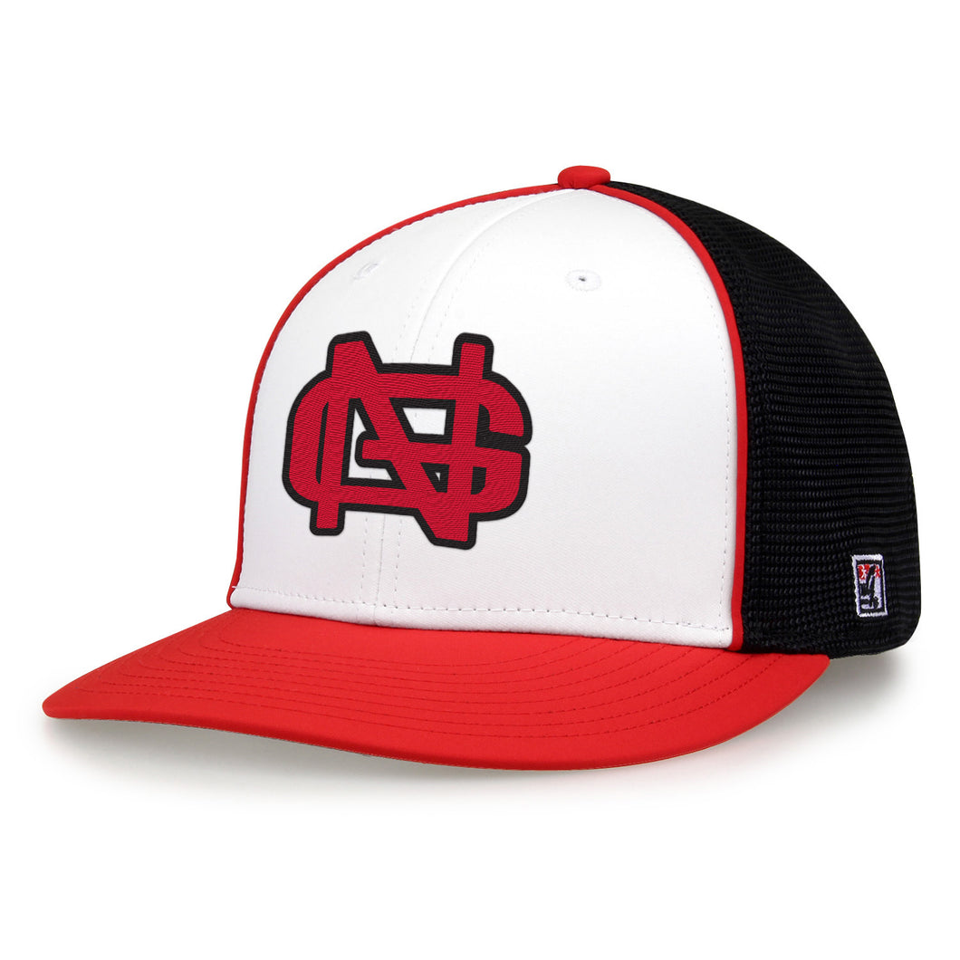 Youth Short Brim Hat, Red/White/Black