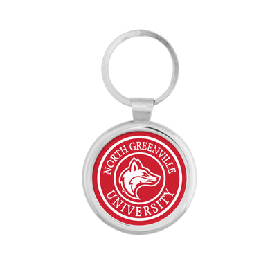 Silver Maverick Round Key Tag | Red