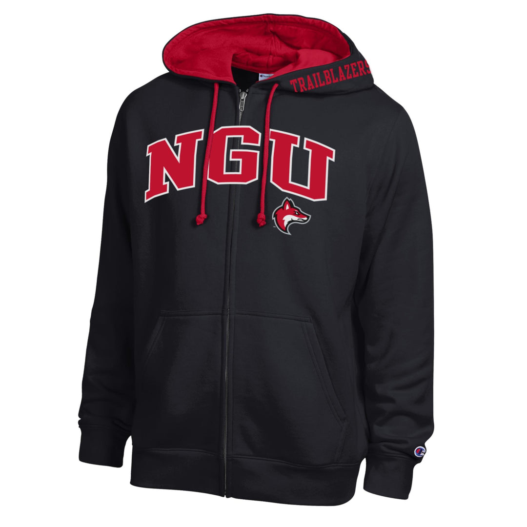 Contrast Liner Full Zip Hoodie | Black