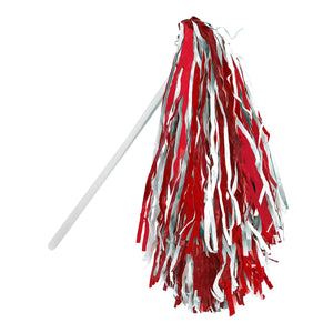 Poms With Plastic Stick, Red/White