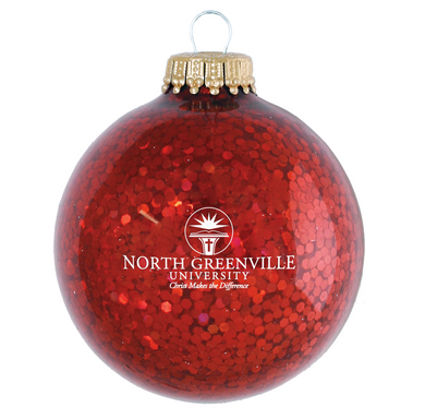 Sparkle Glass Ball Ornament, Red