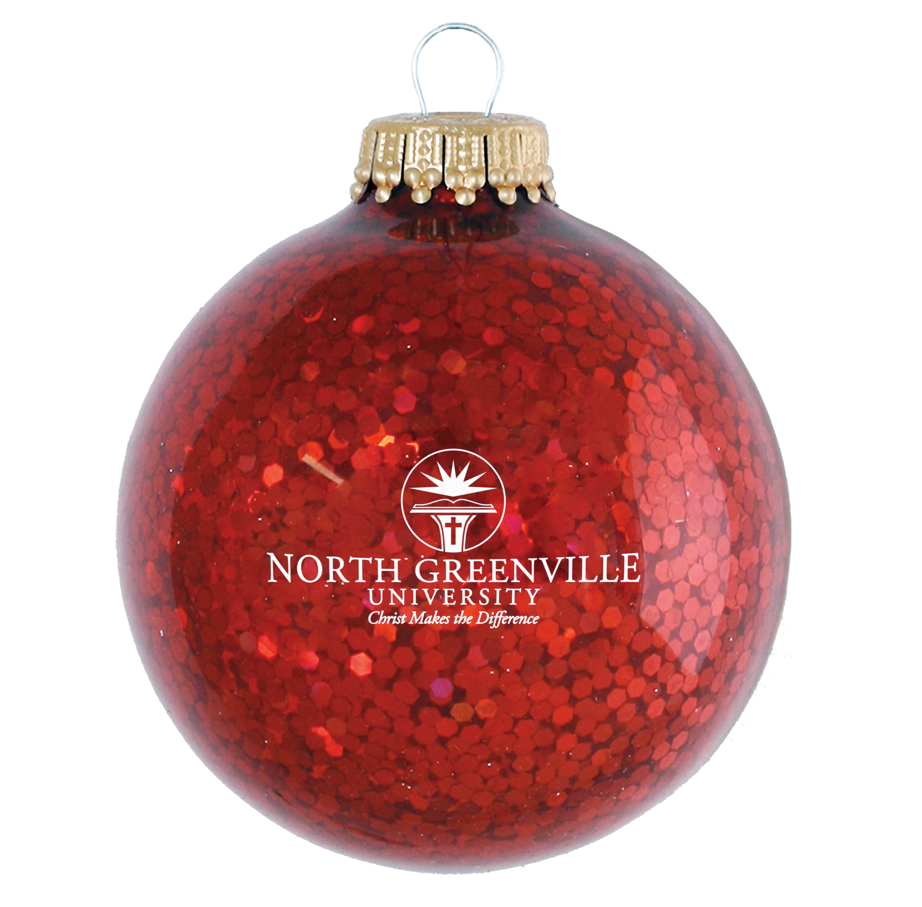 Sparkle Glass Ball Ornament, Red
